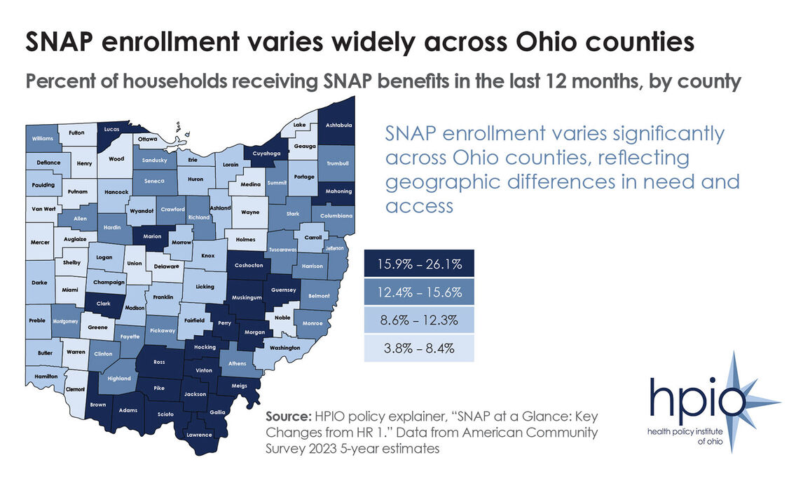 SNAP enrollment county map
