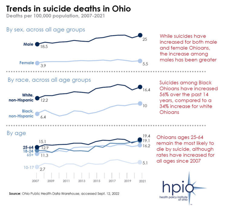 Trends in suicide deaths in Ohio