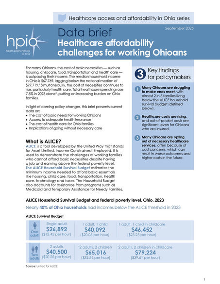 Healthcare affordability challenges for working Ohioans