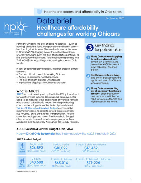 Healthcare affordability challenges for working Ohioans