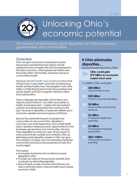 The impact of eliminating racial disparities on Ohio businesses, governments and communities
