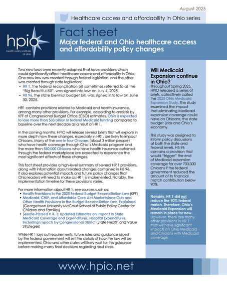 Major federal and Ohio healthcare access and affordability policy changes