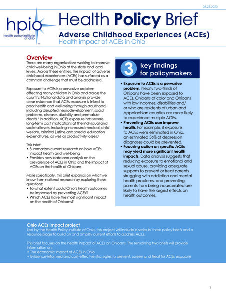 Adverse Childhood Experiences (ACEs): Health Impact of ACEs in Ohio