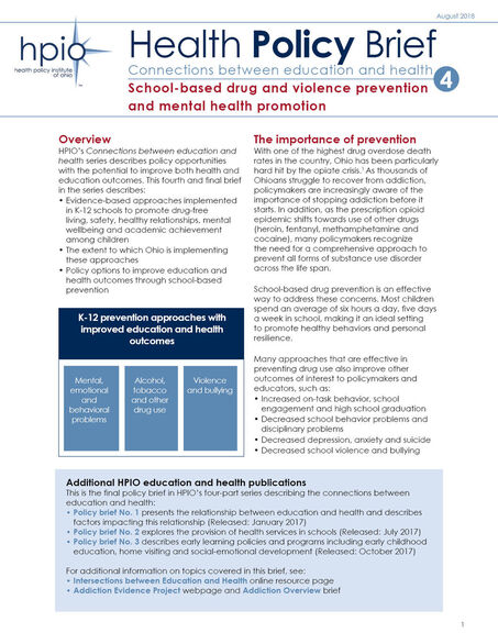 Connections between education and health No. 4: School-based drug and violence prevention and mental health promotion