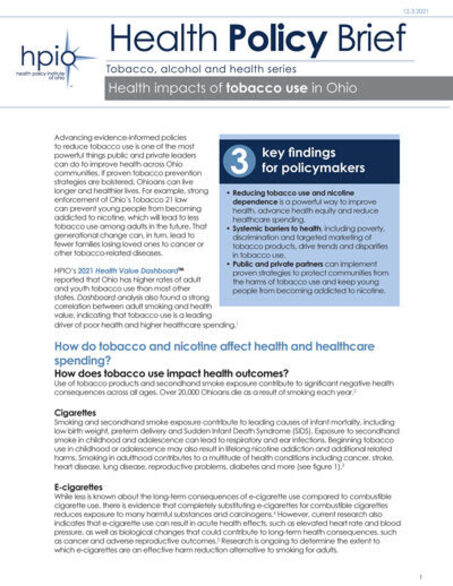Health impacts of tobacco use in Ohio