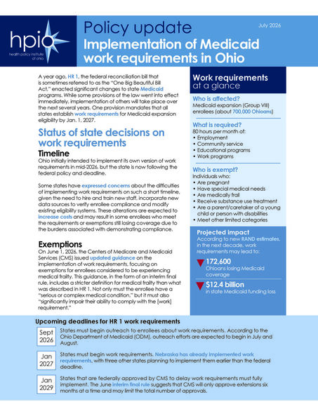 Implementation of Medicaid work requirements in Ohio